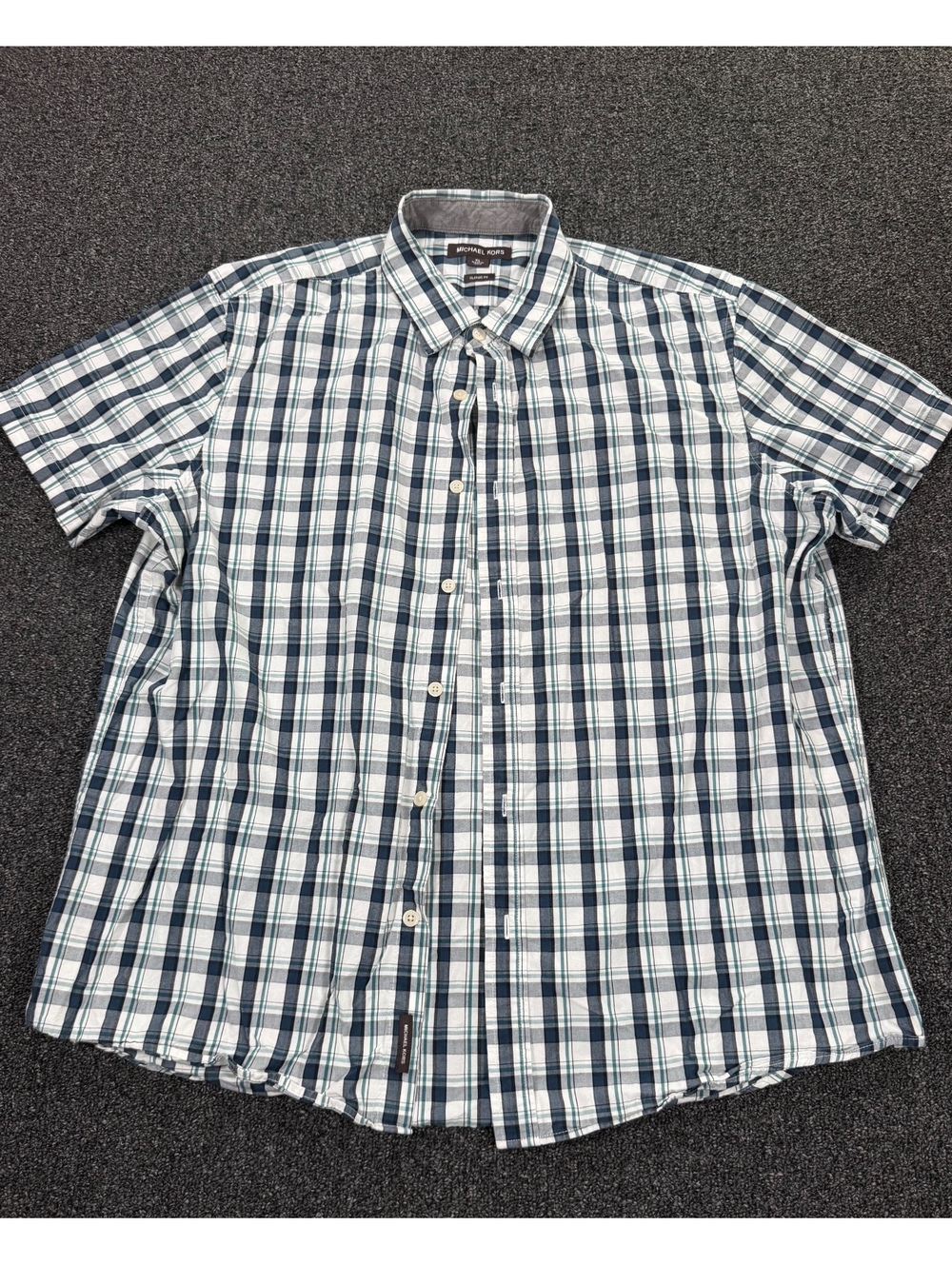 Michael Kors Classic Fit XL Men's Short Sleeve Plaid Shirt